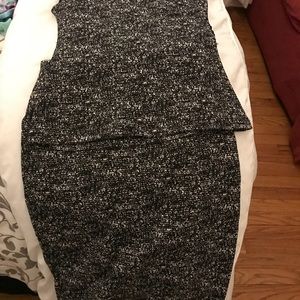 Black patterned skirt suit set.